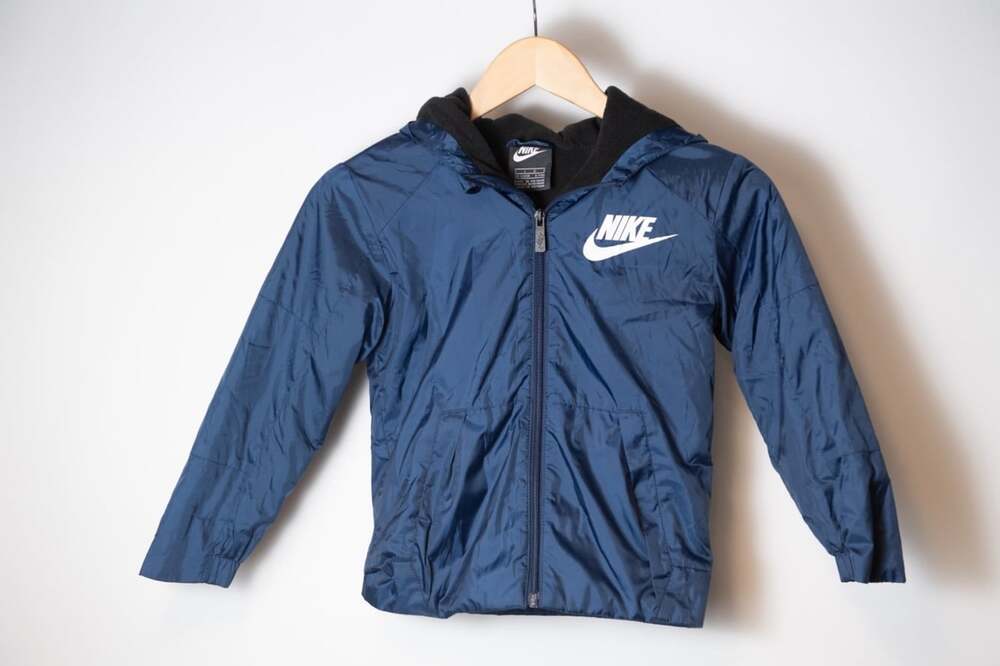 Nike Kids Sportswear Fleece Lined Windbreaker Rain Jacket Coat Blue Size 6-7